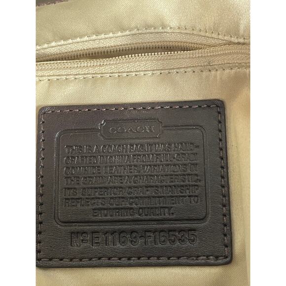 COACH F16535 PENELOPE BROWN LEATHER HOBO HANDBAG, EMBOSSED TRIM Gold Hardware - Picture 6 of 10